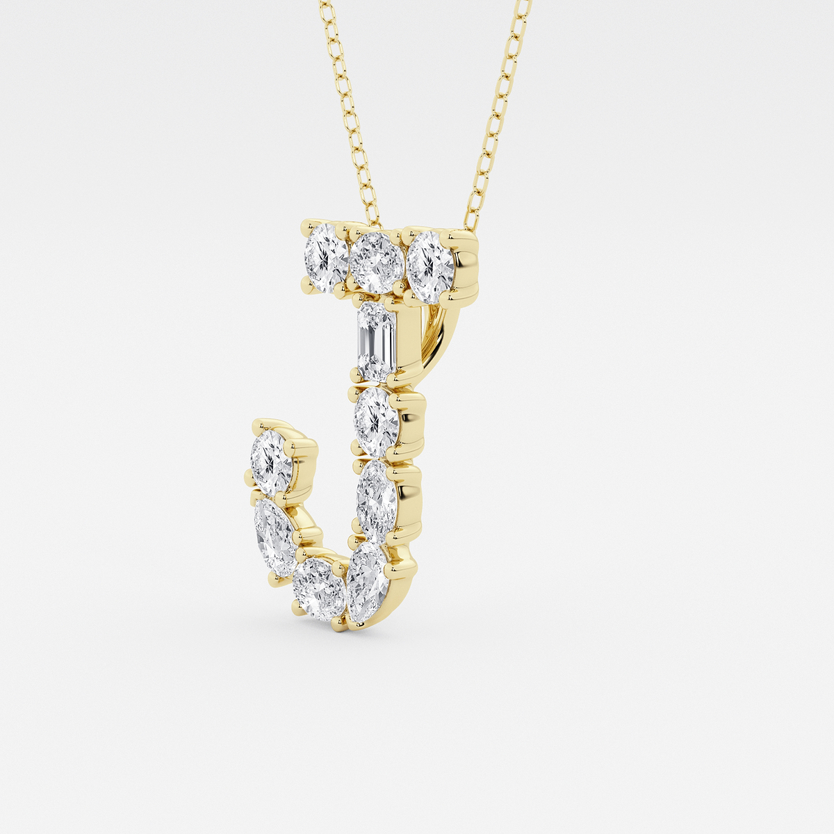 Additional Image 1 for  1 3/4 ctw Mosaic Multi-Shape Initial J Pendant