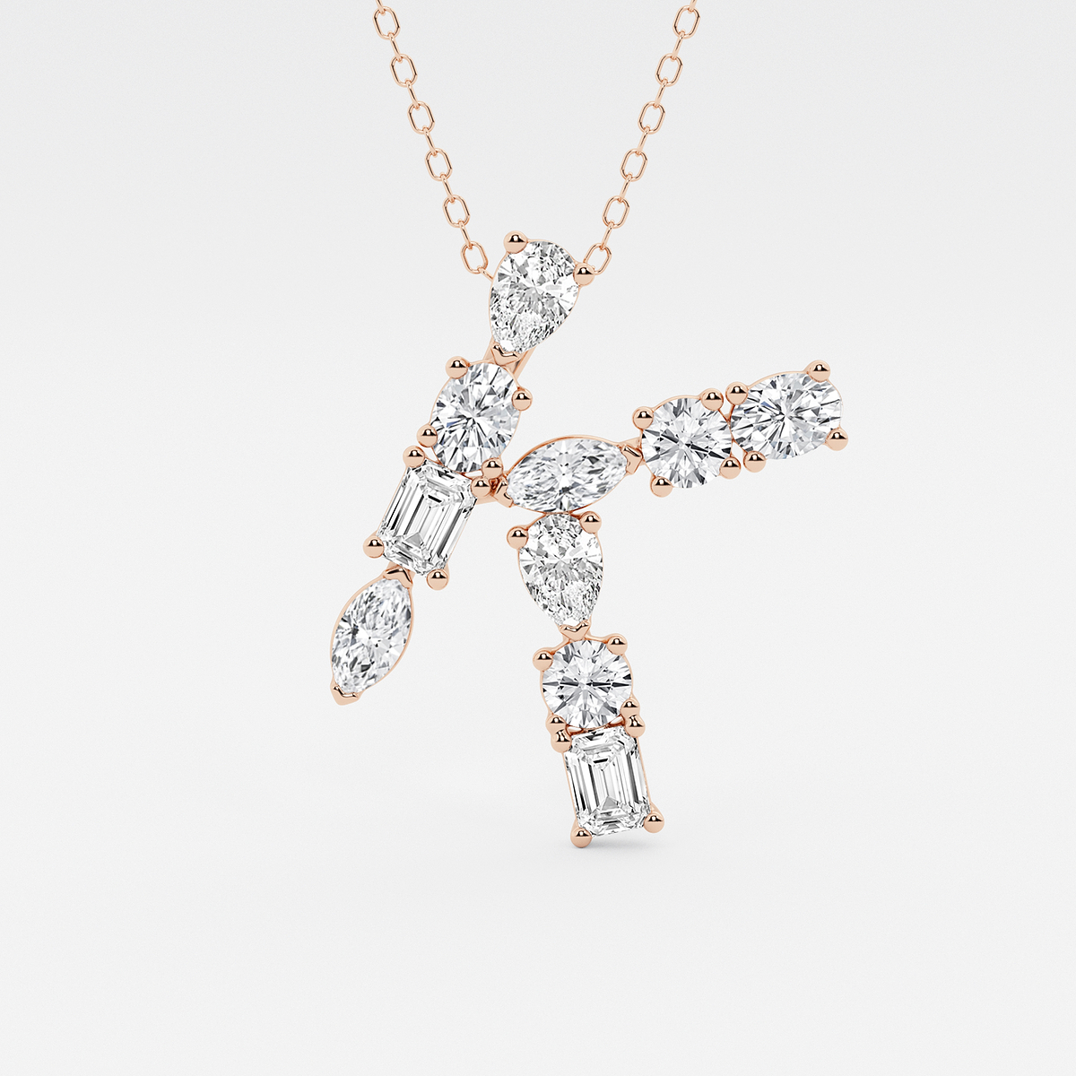 1 3/4 ctw Mosaic Multi-Shape Initial K Pendant