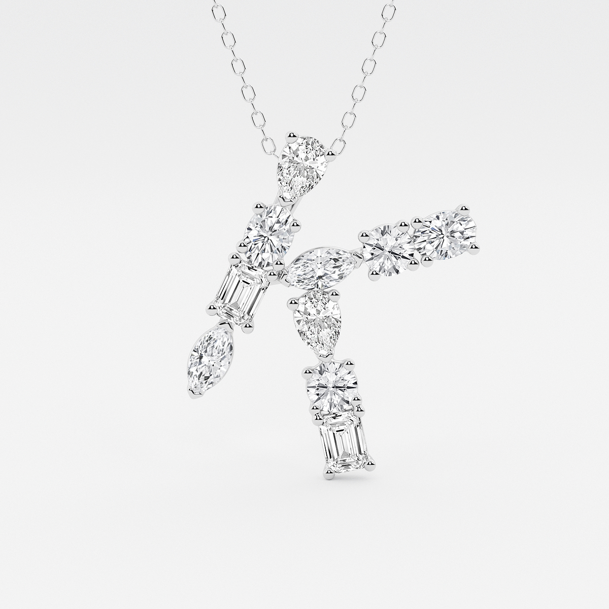 1 3/4 ctw Mosaic Multi-Shape Initial K Pendant