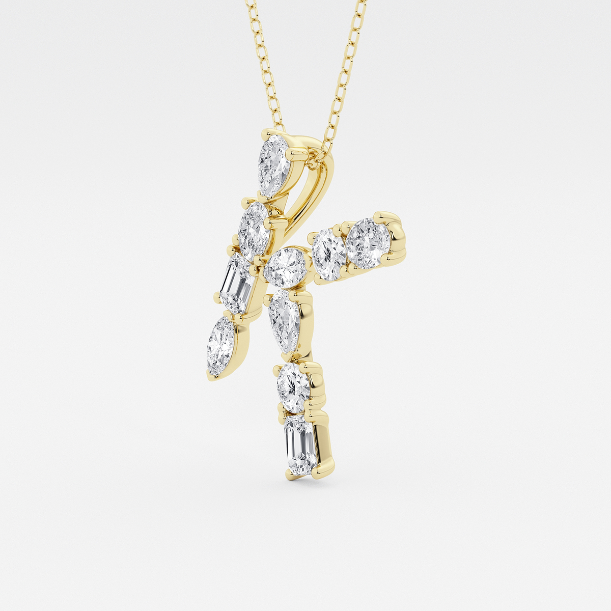 1 3/4 ctw Mosaic Multi-Shape Initial K Pendant 14K Yellow Gold, DE, VS1