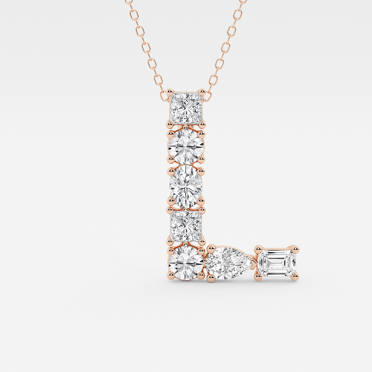 1 3/4 ctw Mosaic Multi-Shape Initial L Pendant