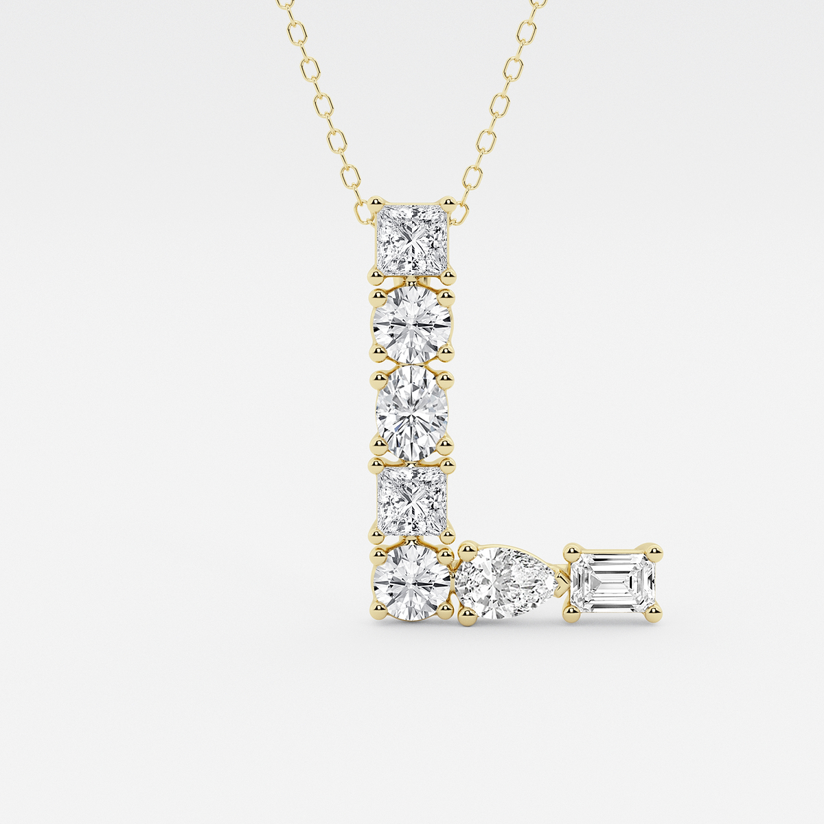 1 3/4 ctw Mosaic Multi-Shape Initial L Pendant