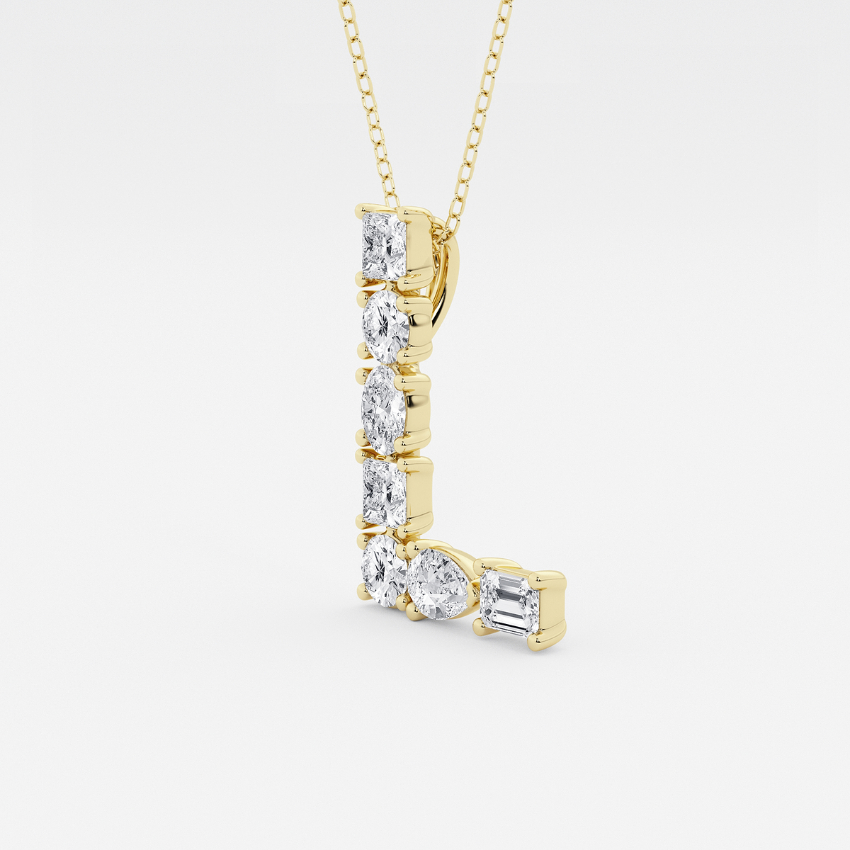 Additional Image 1 for  1 3/4 ctw Mosaic Multi-Shape Initial L Pendant