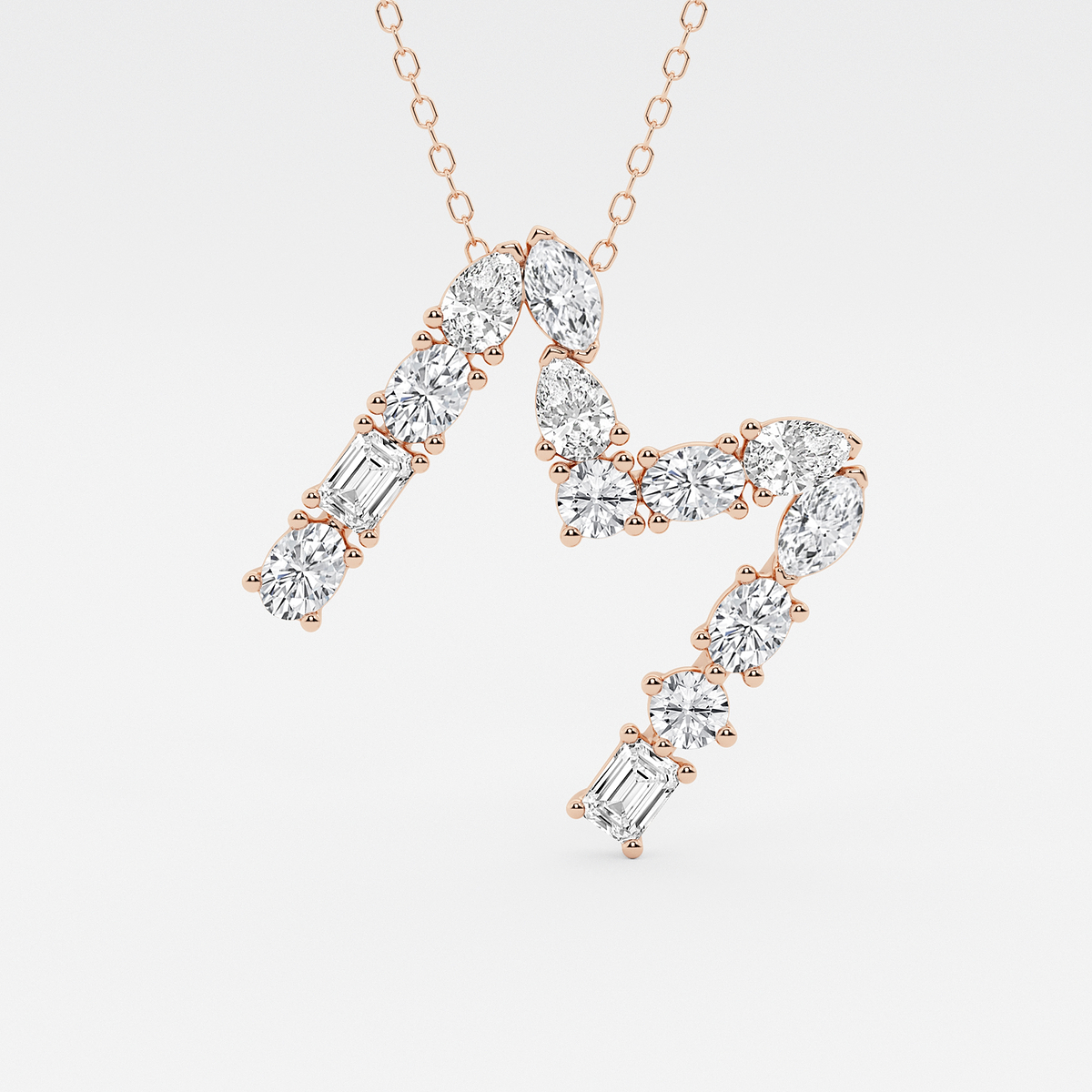 1 3/4 ctw Mosaic Multi-Shape Initial M Pendant