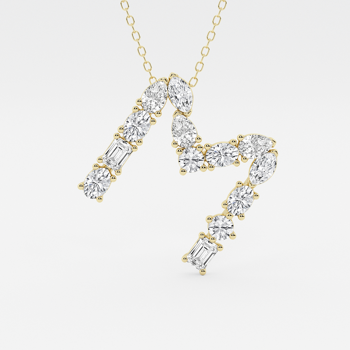 1 3/4 ctw Mosaic Multi-Shape Initial M Pendant