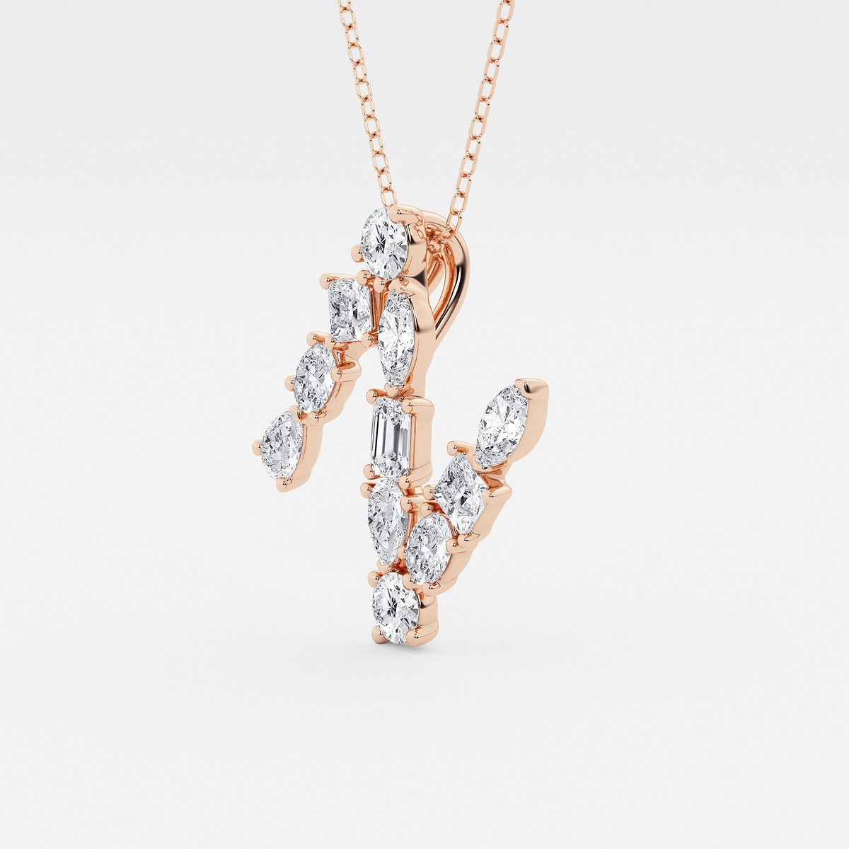 Additional Image 1 for  1 3/4 ctw Mosaic Multi-Shape Initial N Pendant