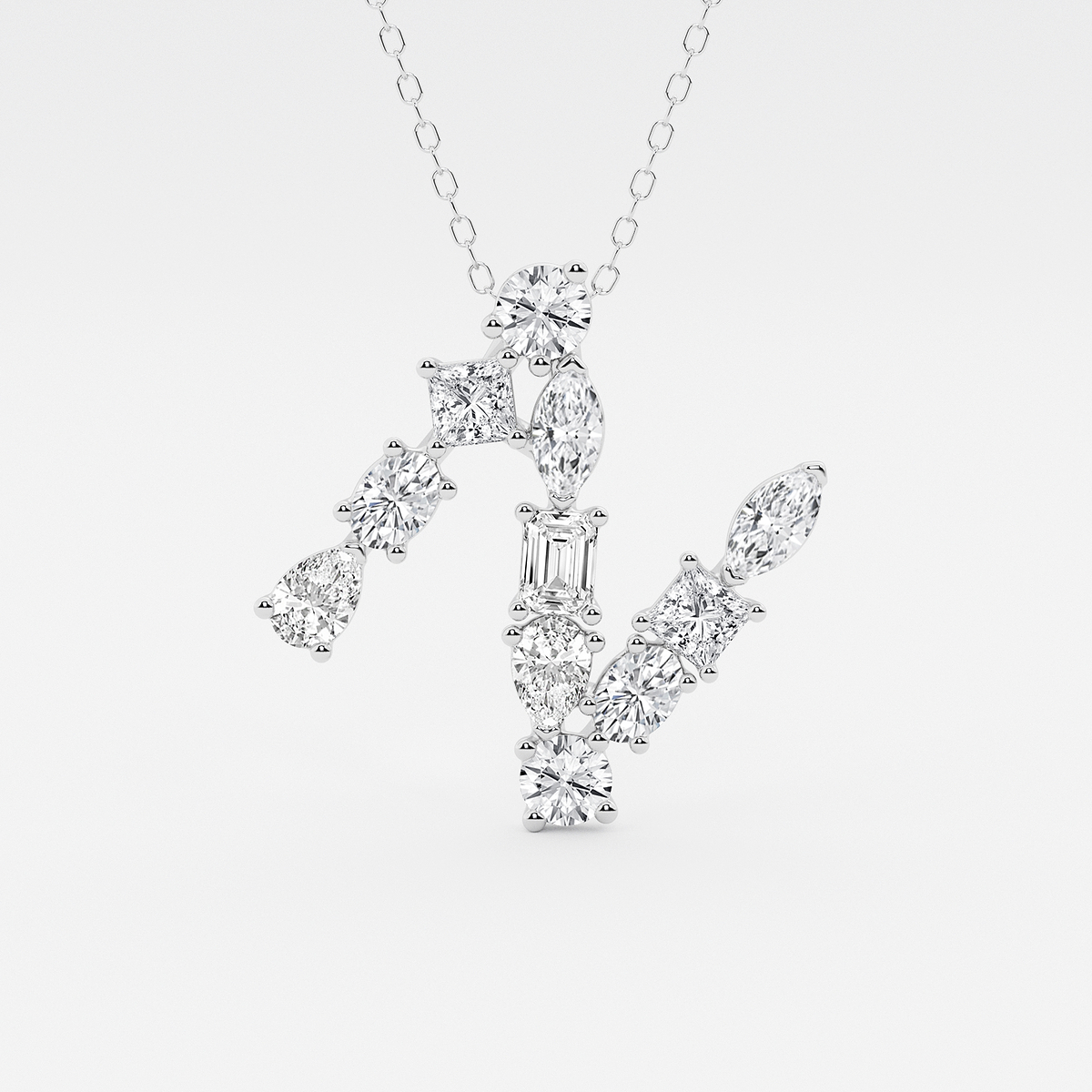 1 3/4 ctw Mosaic Multi-Shape Initial N Pendant