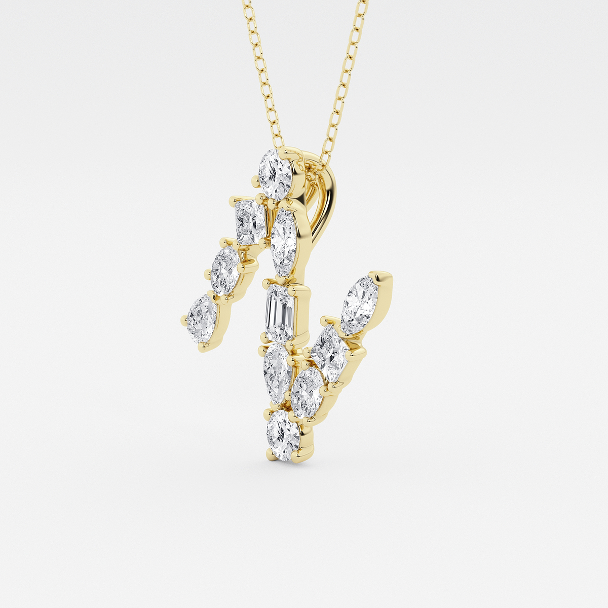 Additional Image 1 for  1 3/4 ctw Mosaic Multi-Shape Initial N Pendant