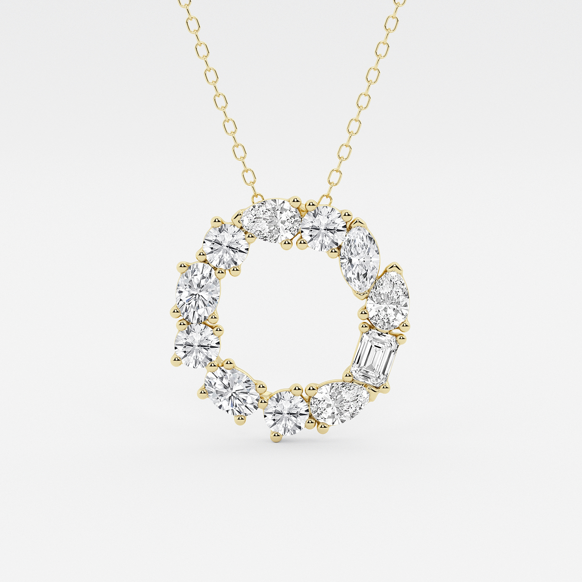 1 3/4 ctw Mosaic Multi-Shape Initial O Pendant
