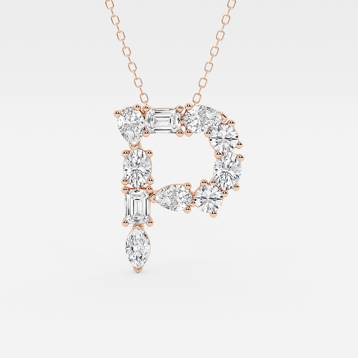 1 3/4 ctw Mosaic Multi-Shape Initial P Pendant