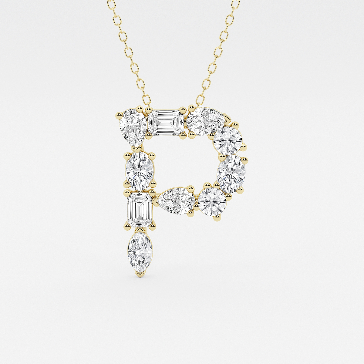 1 3/4 ctw Mosaic Multi-Shape Initial P Pendant