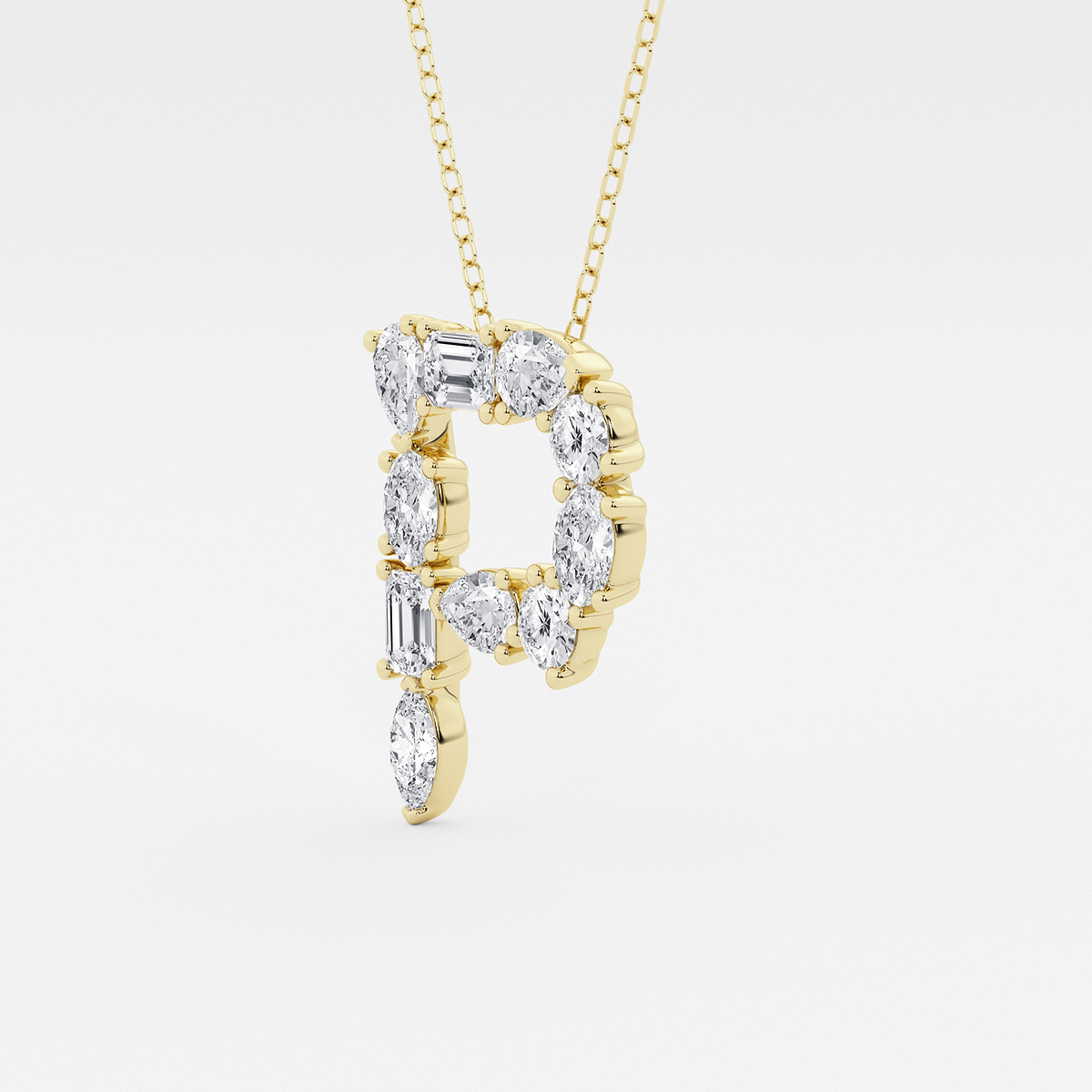 Additional Image 1 for  1 3/4 ctw Mosaic Multi-Shape Initial P Pendant