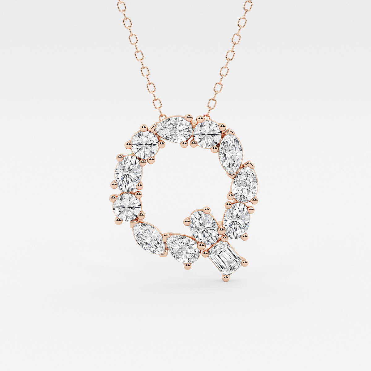 1 3/4 ctw Mosaic Multi-Shape Initial Q Pendant