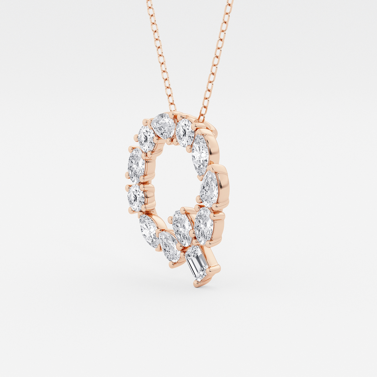 Additional Image 1 for  1 3/4 ctw Mosaic Multi-Shape Initial Q Pendant