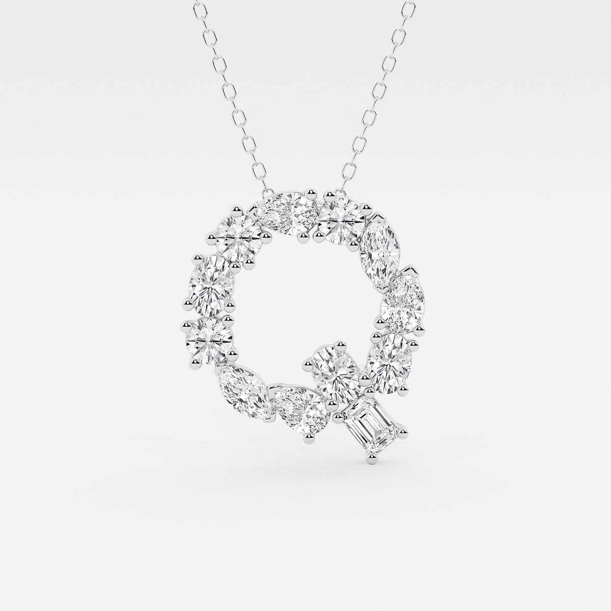 1 3/4 ctw Mosaic Multi-Shape Initial Q Pendant