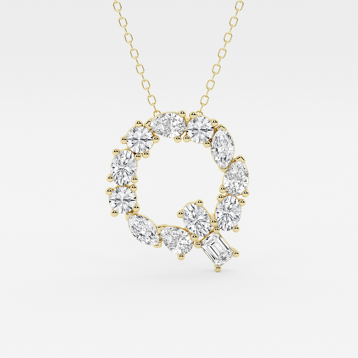 1 3/4 ctw Mosaic Multi-Shape Initial Q Pendant