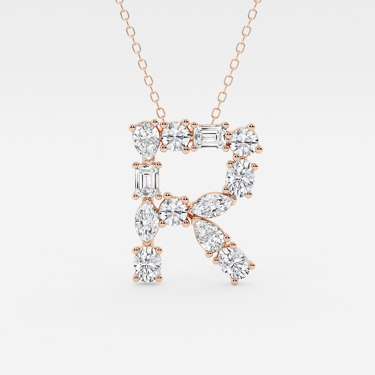 1 3/4 ctw Mosaic Multi-Shape Initial R Pendant