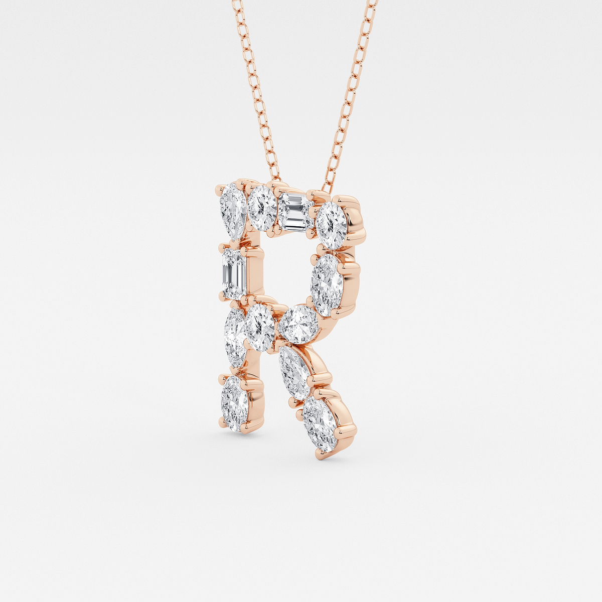Additional Image 1 for  1 3/4 ctw Mosaic Multi-Shape Initial R Pendant