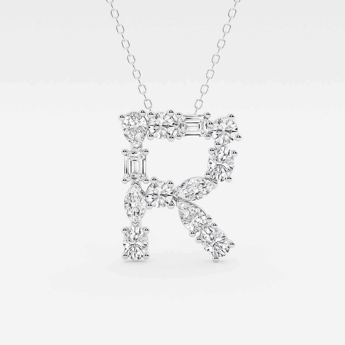1 3/4 ctw Mosaic Multi-Shape Initial R Pendant