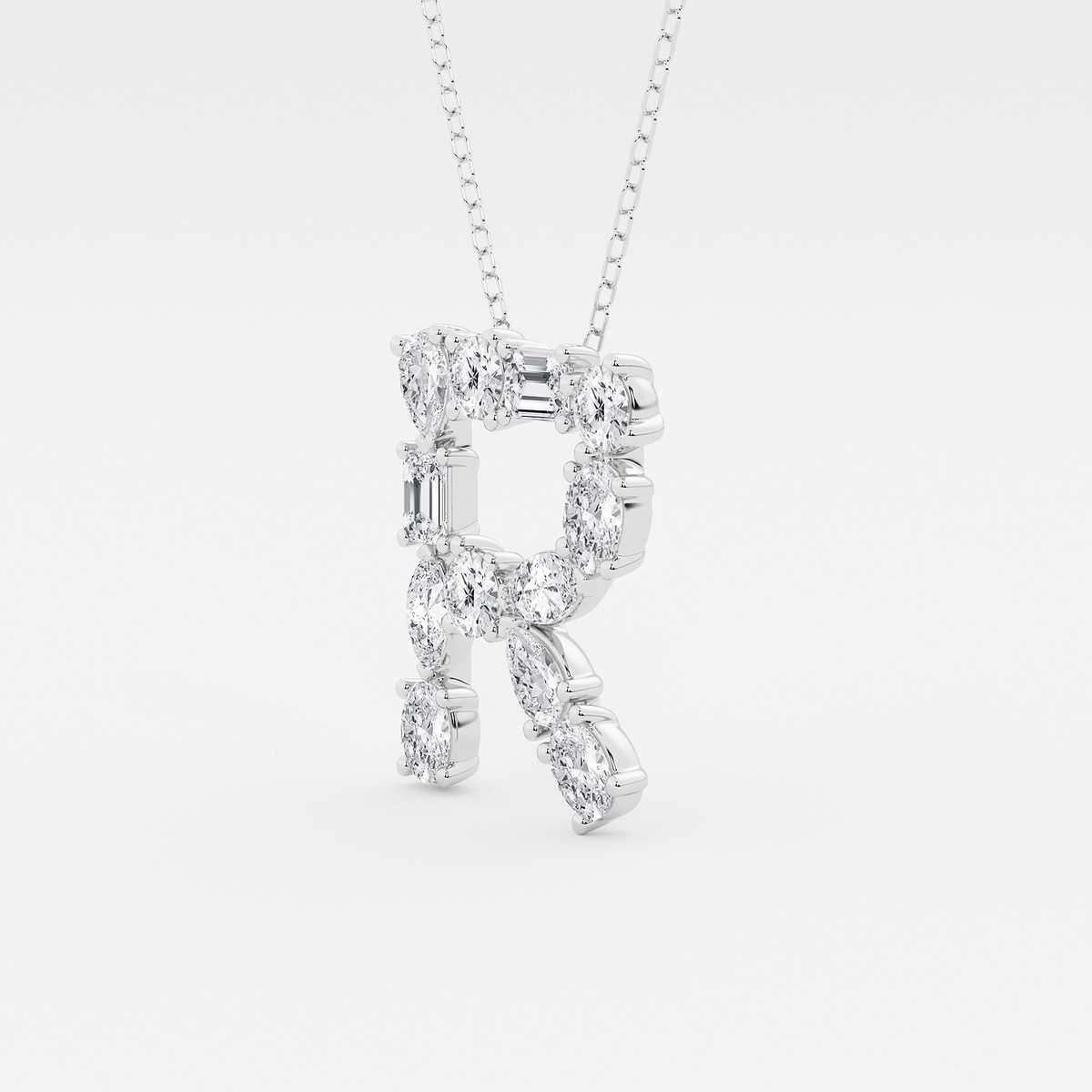 Additional Image 1 for  1 3/4 ctw Mosaic Multi-Shape Initial R Pendant