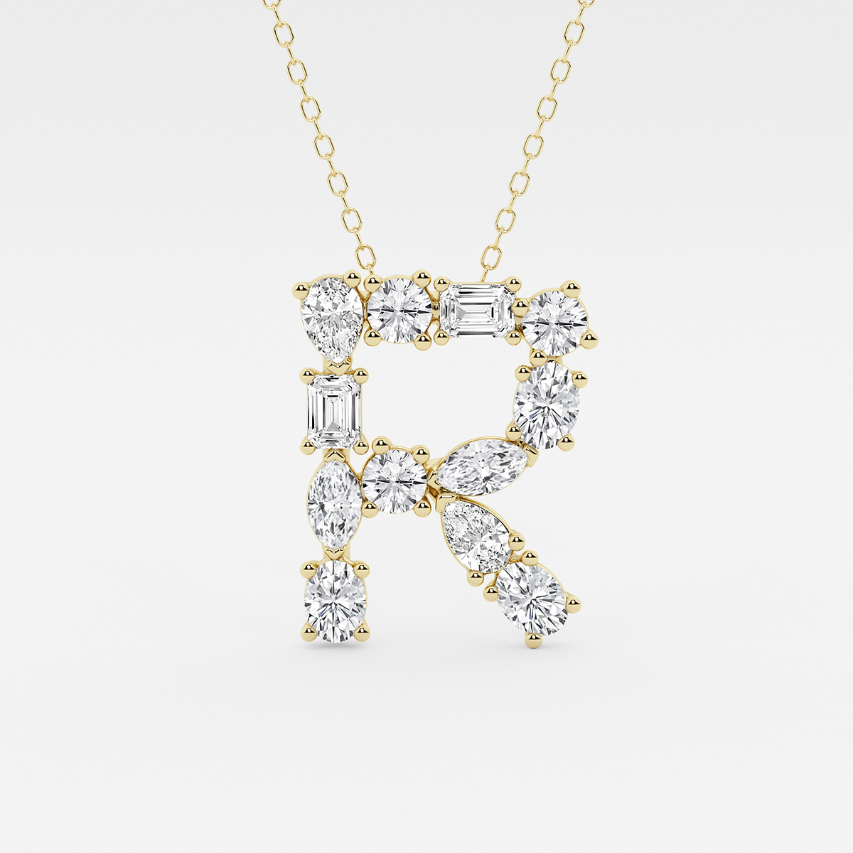 1 3/4 ctw Mosaic Multi-Shape Initial R Pendant