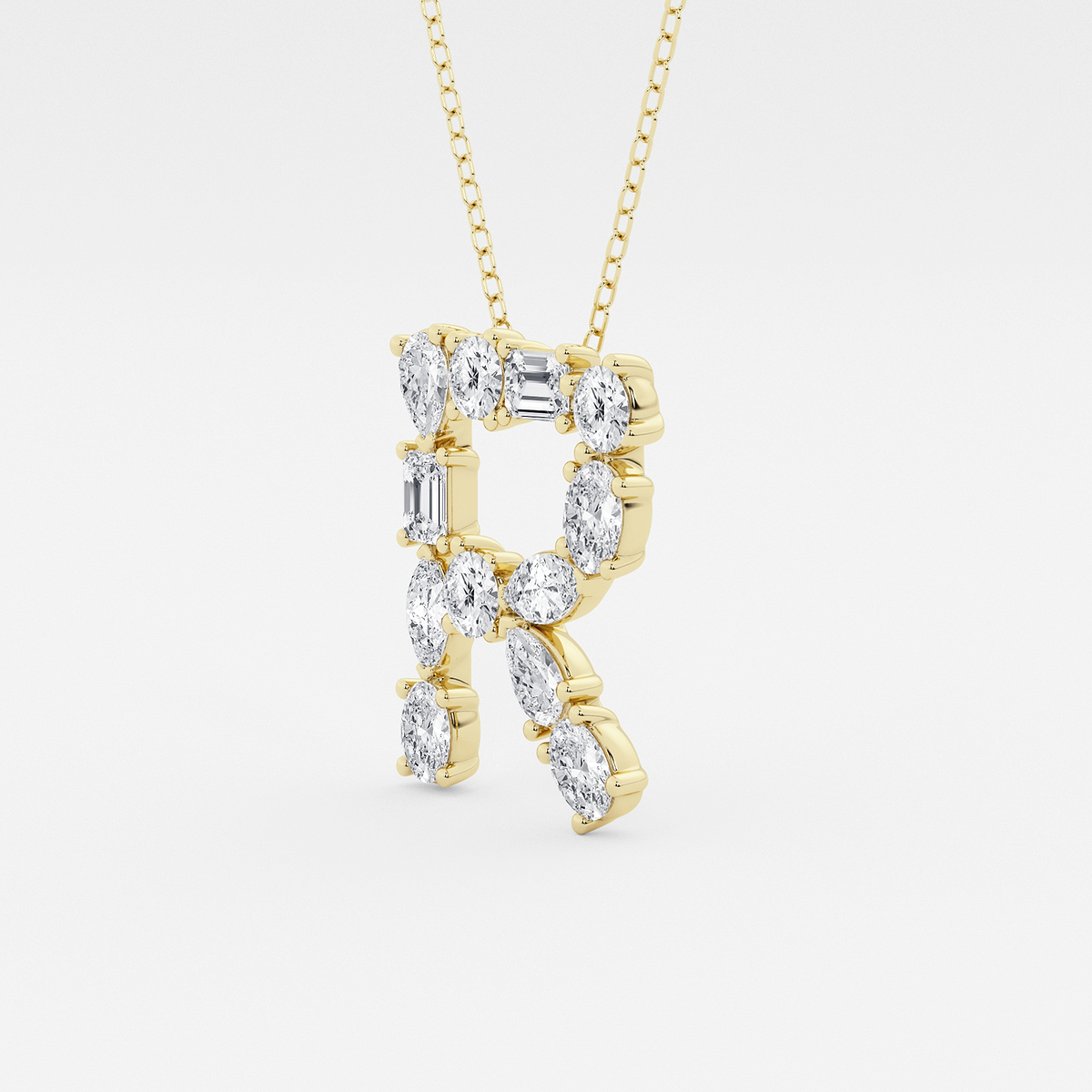 Additional Image 1 for  1 3/4 ctw Mosaic Multi-Shape Initial R Pendant