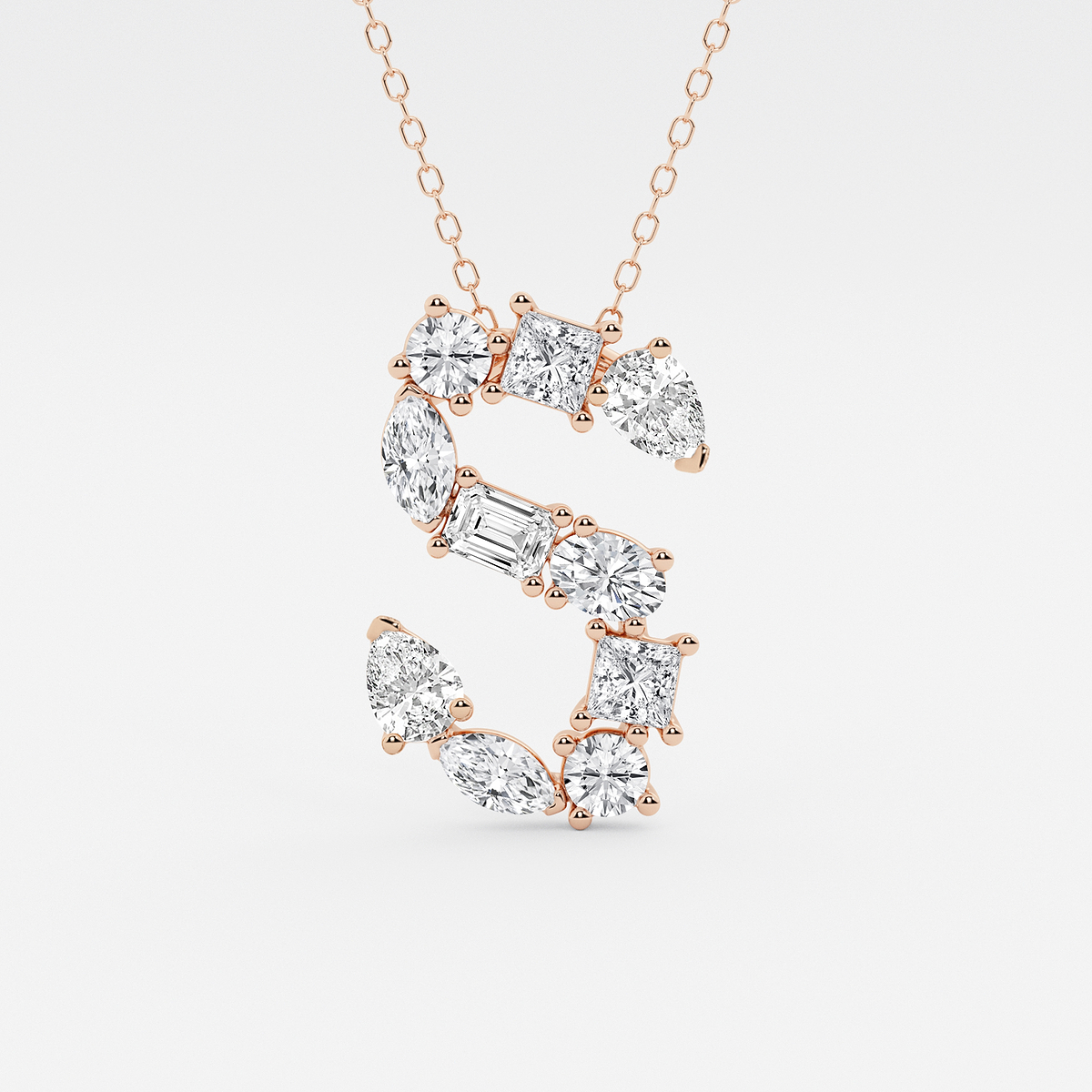 1 3/4 ctw Mosaic Multi-Shape Initial S Pendant