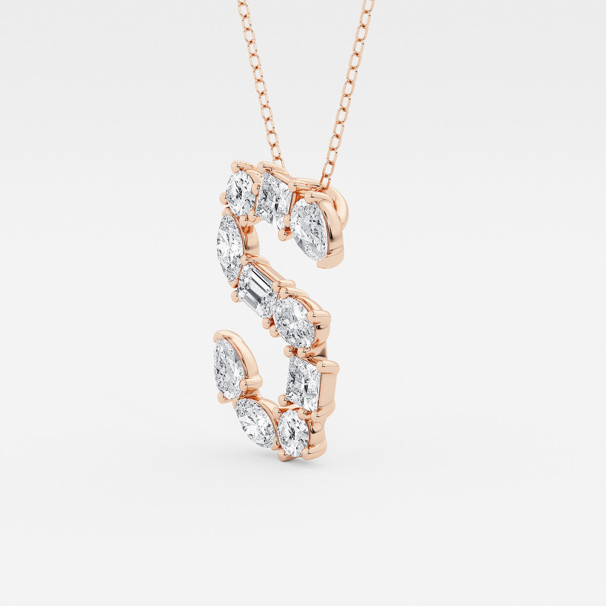 Additional Image 1 for  1 3/4 ctw Mosaic Multi-Shape Initial S Pendant