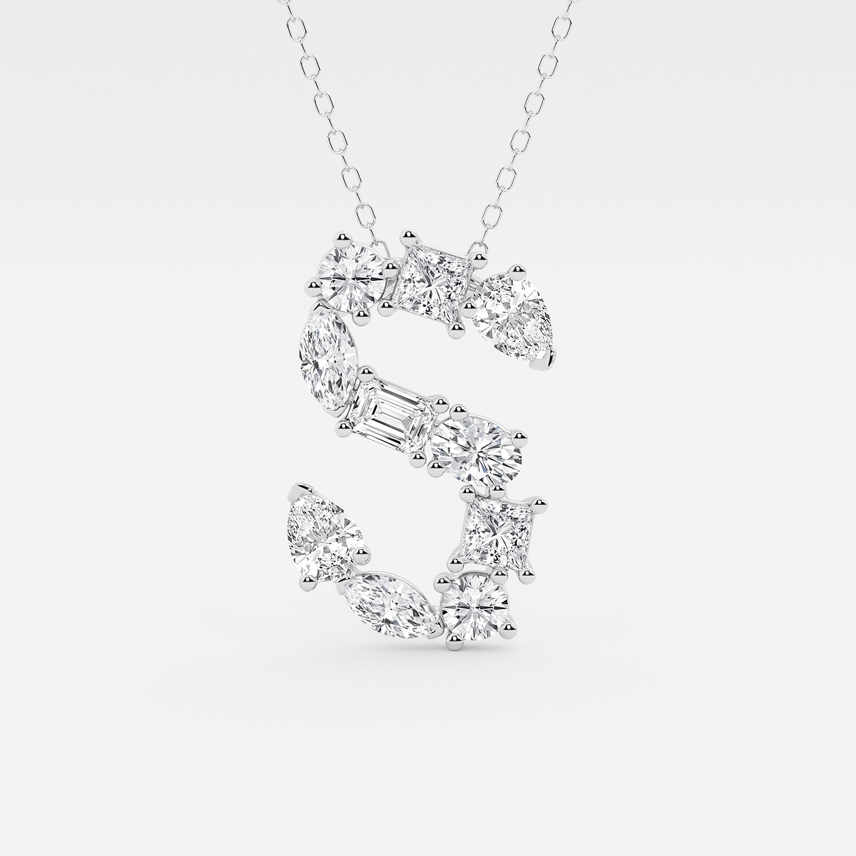 1 3/4 ctw Mosaic Multi-Shape Initial S Pendant