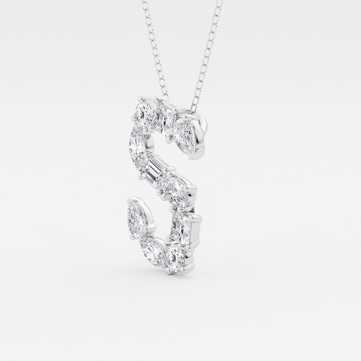 Additional Image 1 for  1 3/4 ctw Mosaic Multi-Shape Initial S Pendant