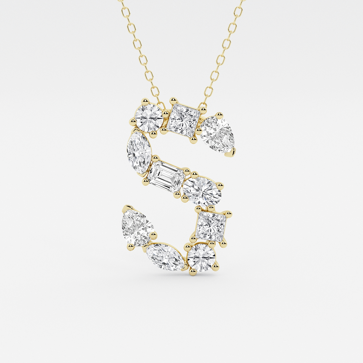 1 3/4 ctw Mosaic Multi-Shape Initial S Pendant