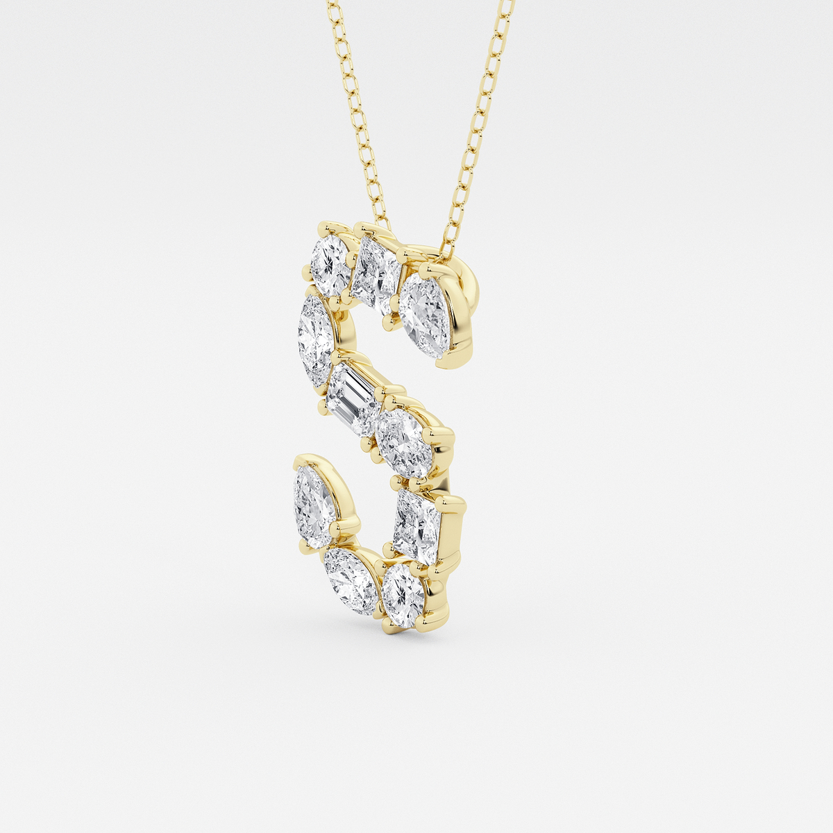 Additional Image 1 for  1 3/4 ctw Mosaic Multi-Shape Initial S Pendant