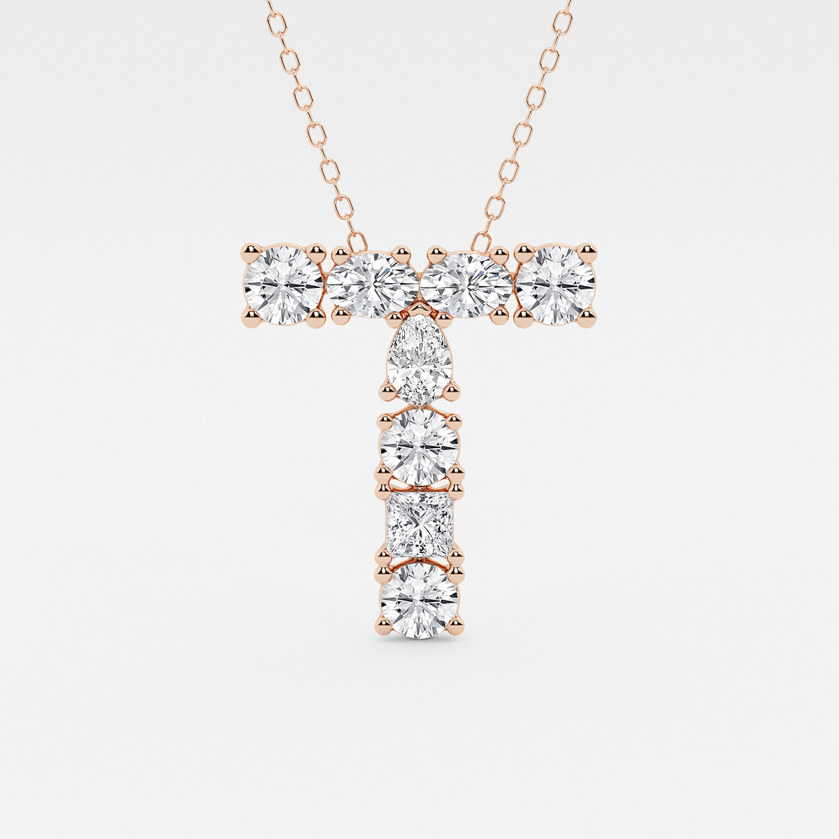 1 3/4 ctw Mosaic Multi-Shape Initial T Pendant