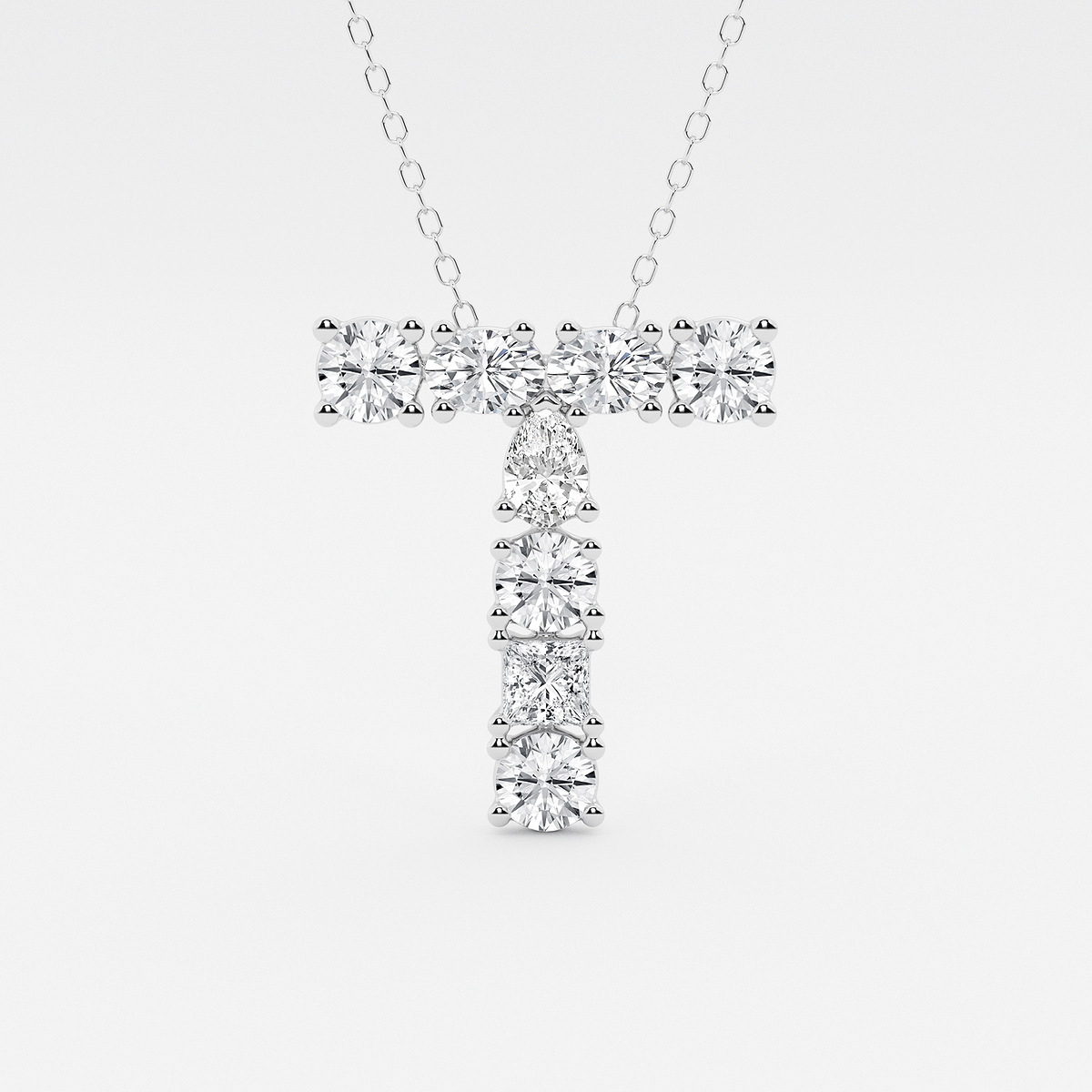 1 3/4 ctw Mosaic Multi-Shape Initial T Pendant