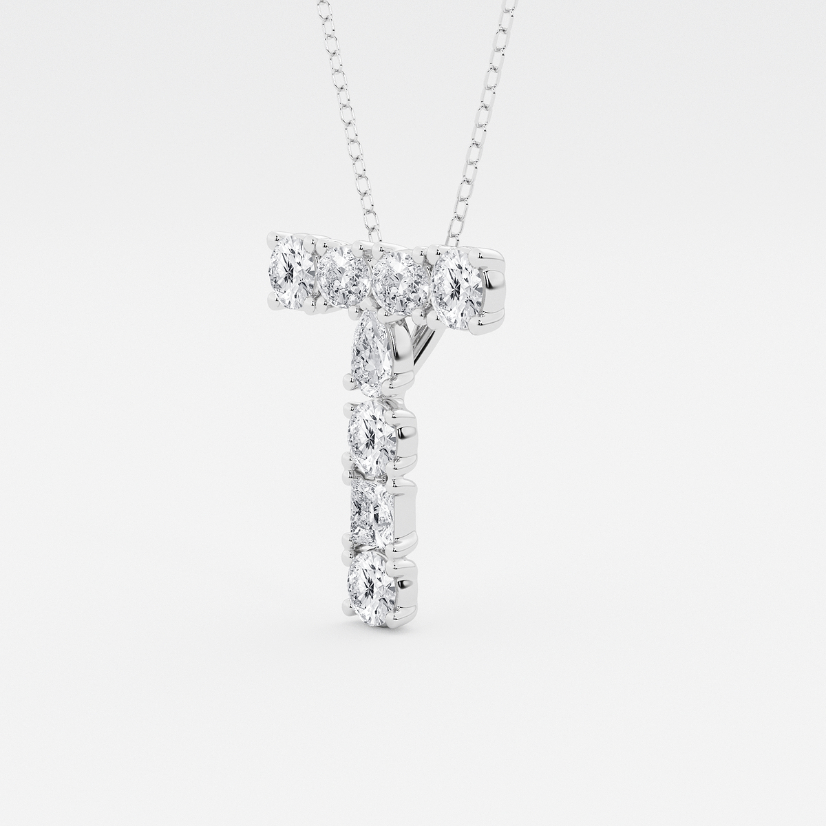 Additional Image 1 for  1 3/4 ctw Mosaic Multi-Shape Initial T Pendant