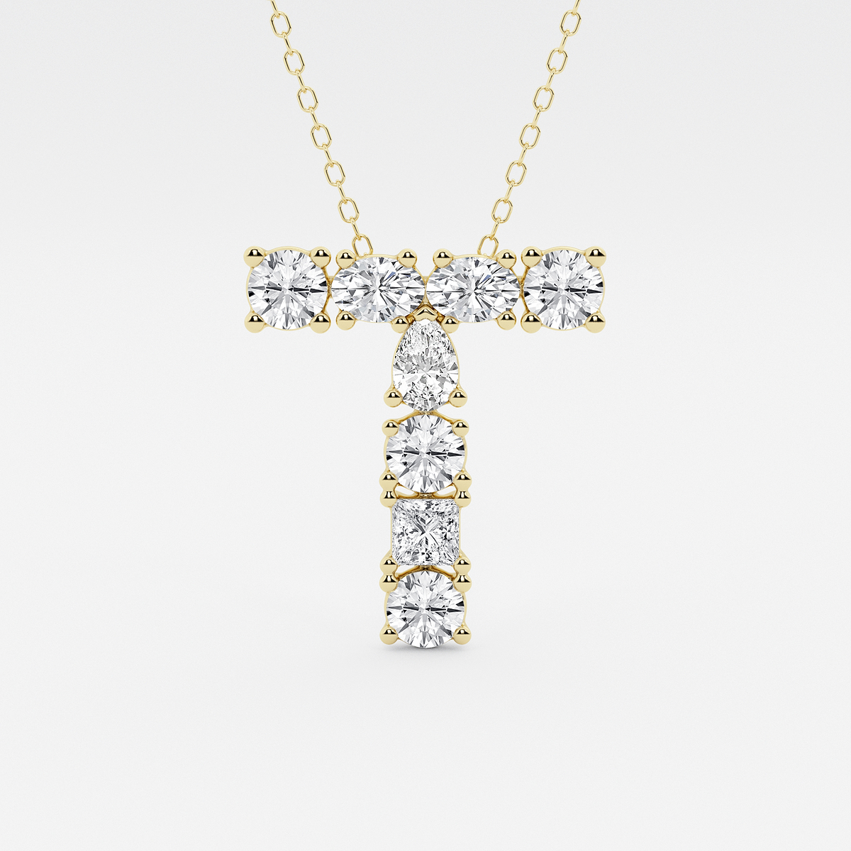 1 3/4 ctw Mosaic Multi-Shape Initial T Pendant