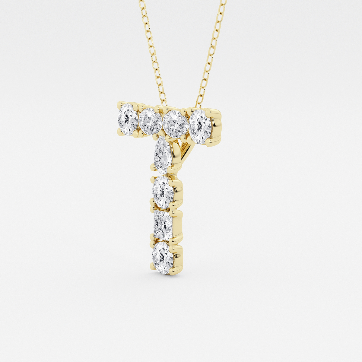 Additional Image 1 for  1 3/4 ctw Mosaic Multi-Shape Initial T Pendant