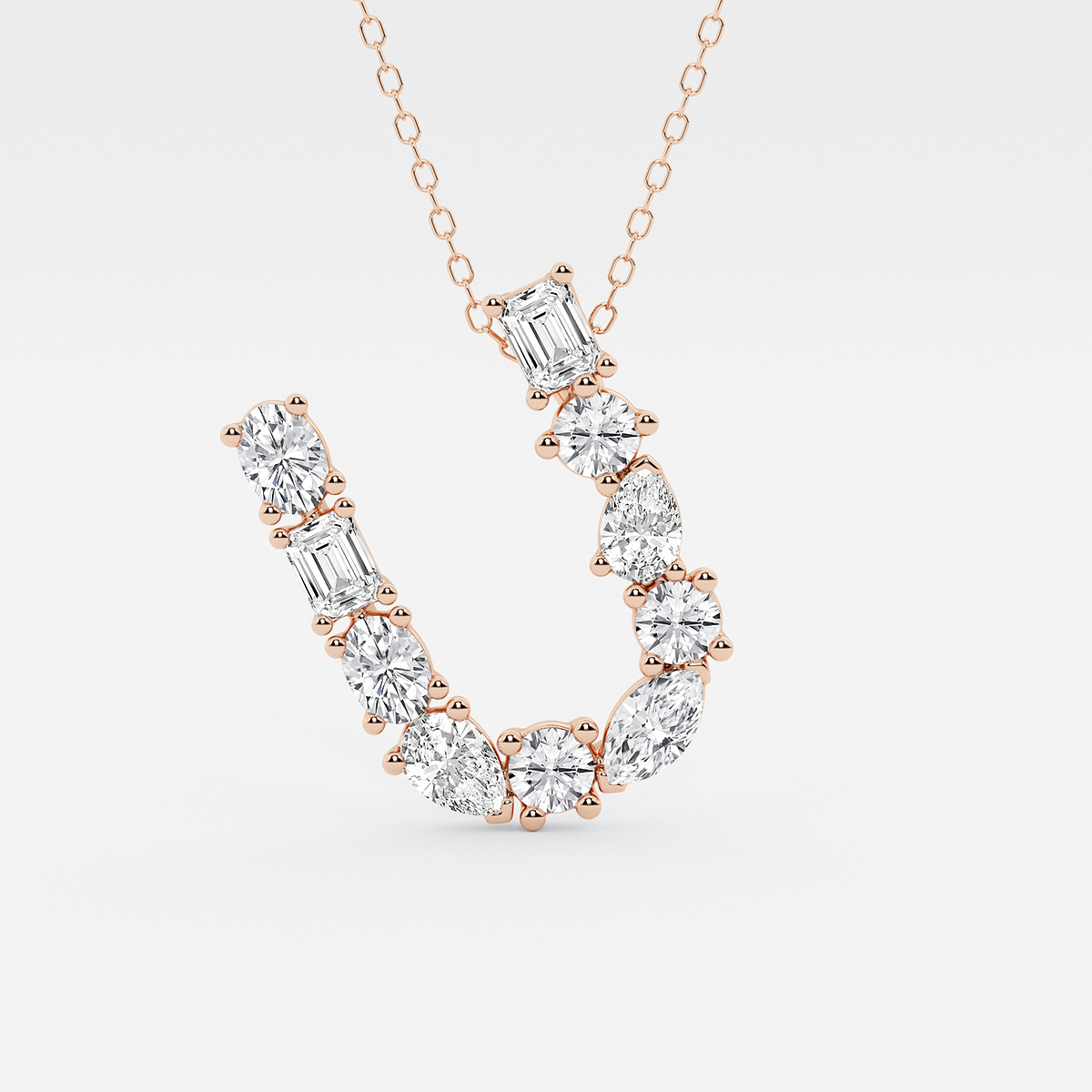 1 3/4 ctw Mosaic Multi-Shape Initial U Pendant