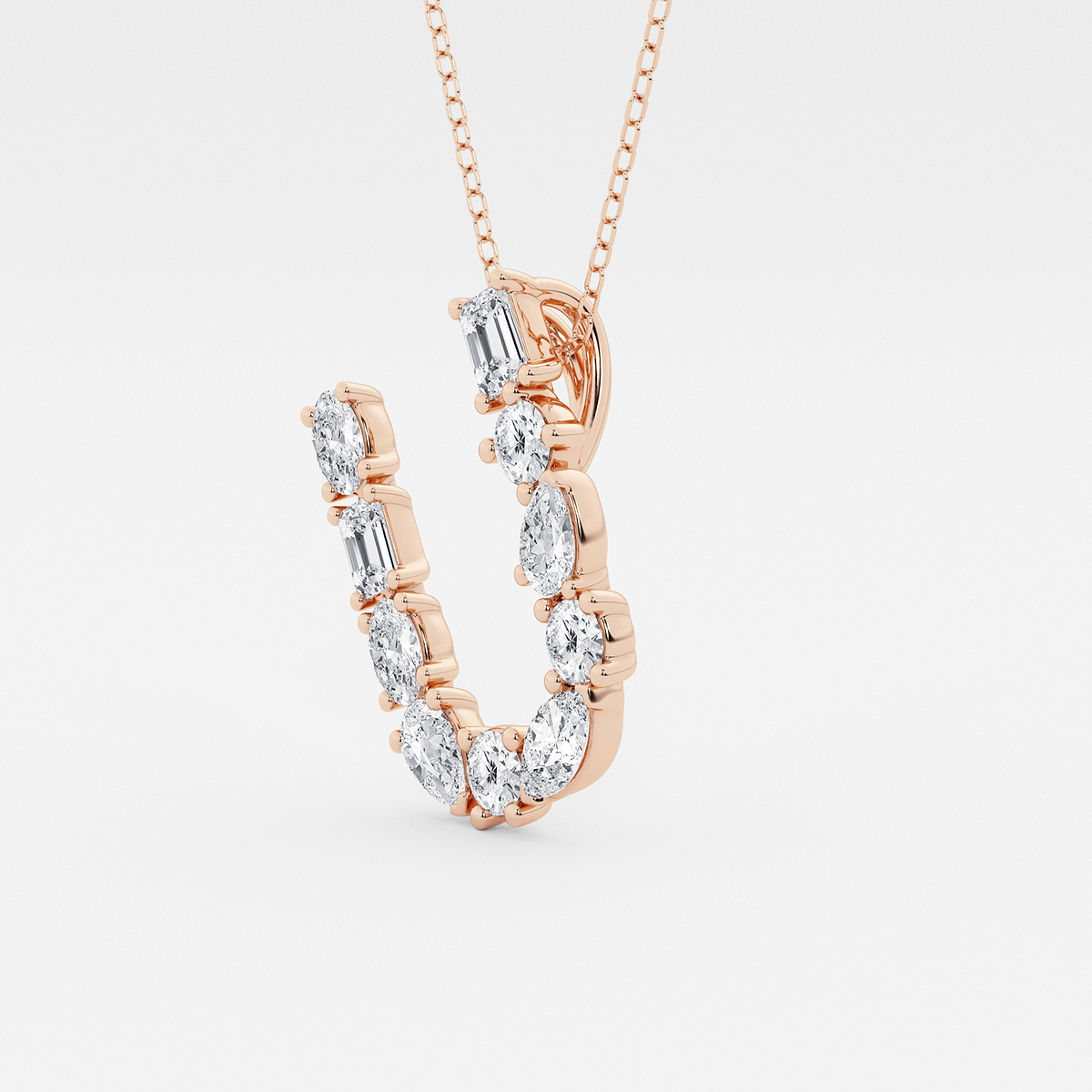 Additional Image 1 for  1 3/4 ctw Mosaic Multi-Shape Initial U Pendant