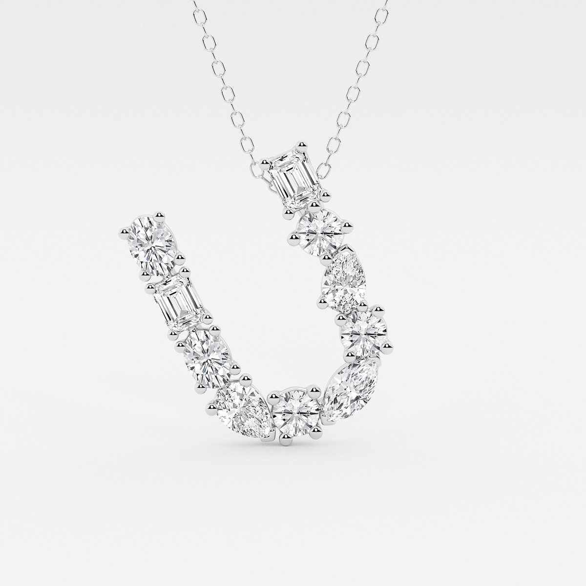 1 3/4 ctw Mosaic Multi-Shape Initial U Pendant