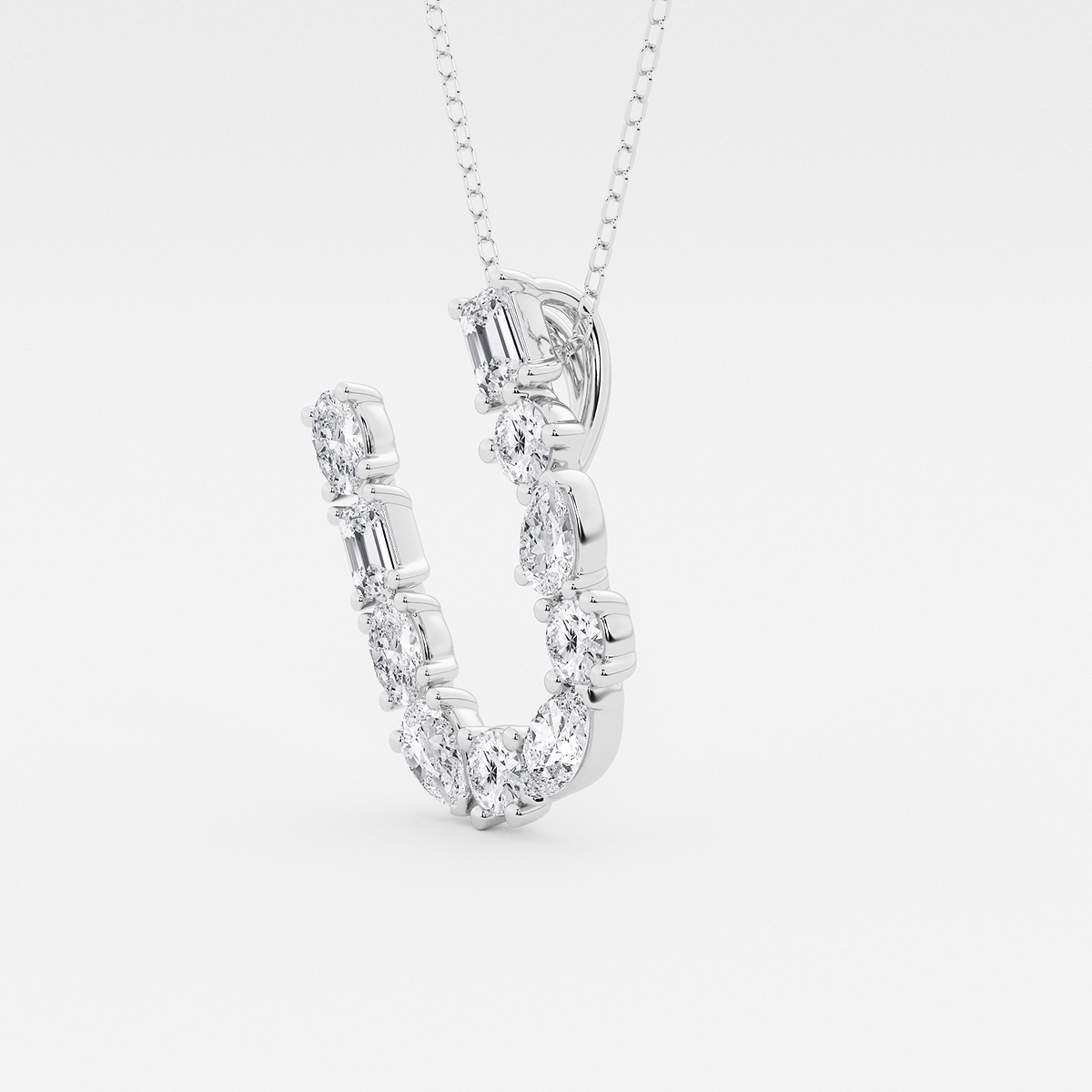 Additional Image 1 for  1 3/4 ctw Mosaic Multi-Shape Initial U Pendant