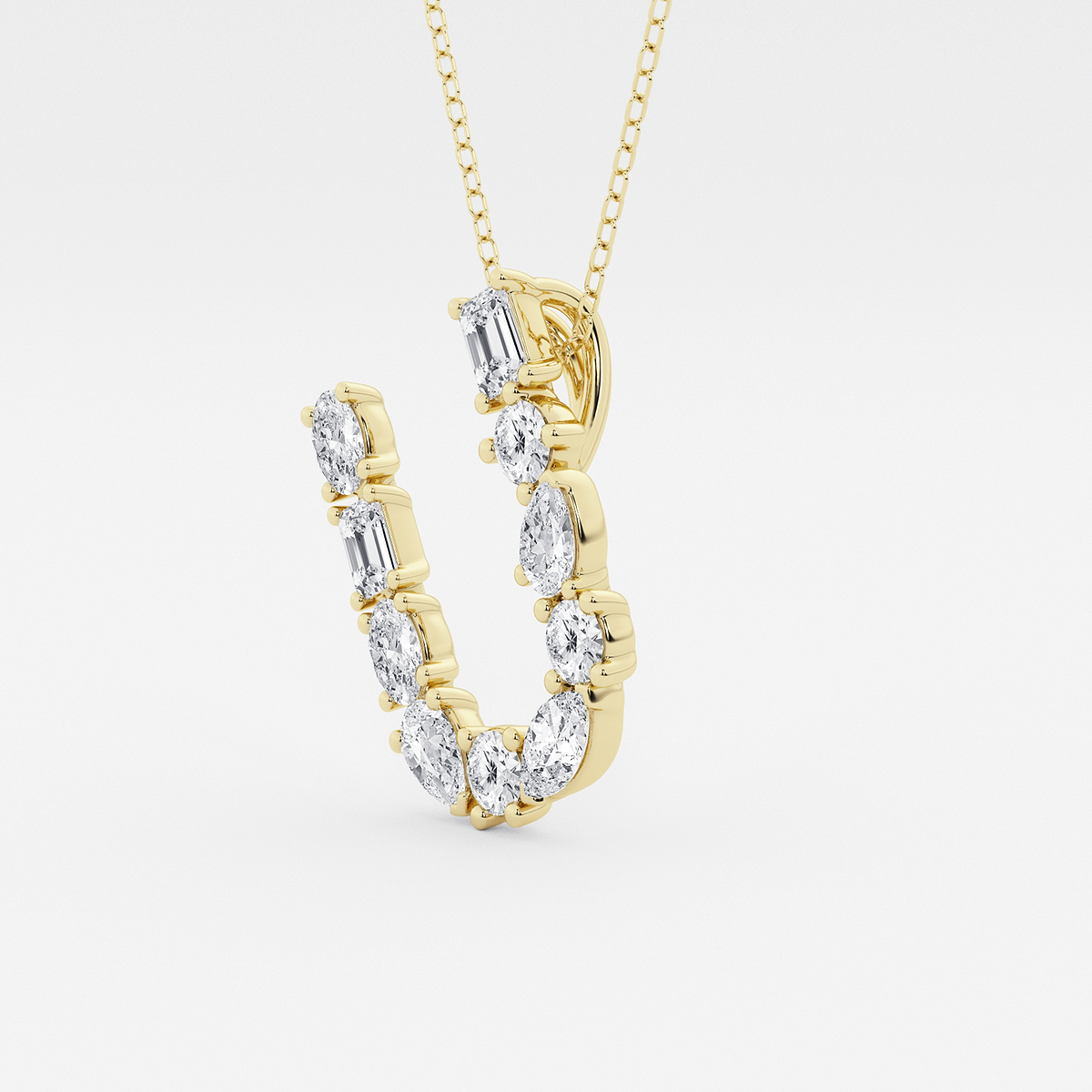Additional Image 1 for  1 3/4 ctw Mosaic Multi-Shape Initial U Pendant