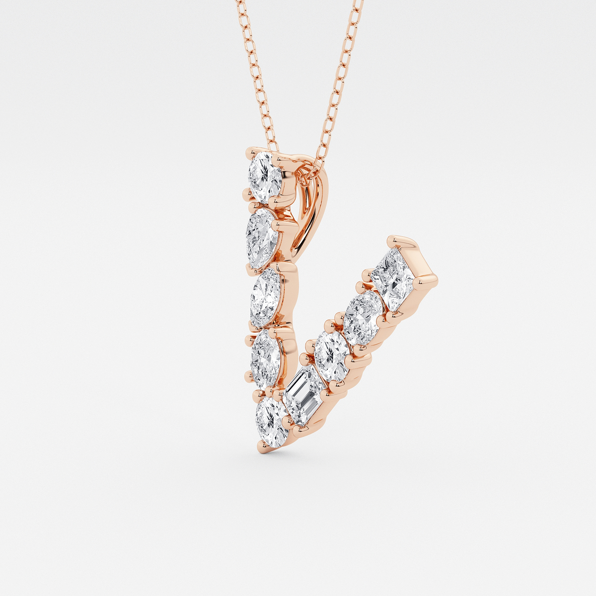 Additional Image 1 for  1 3/4 ctw Mosaic Multi-Shape Initial V Pendant