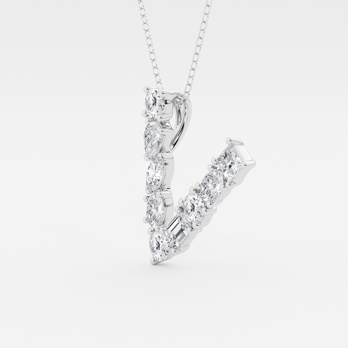 Additional Image 1 for  1 3/4 ctw Mosaic Multi-Shape Initial V Pendant