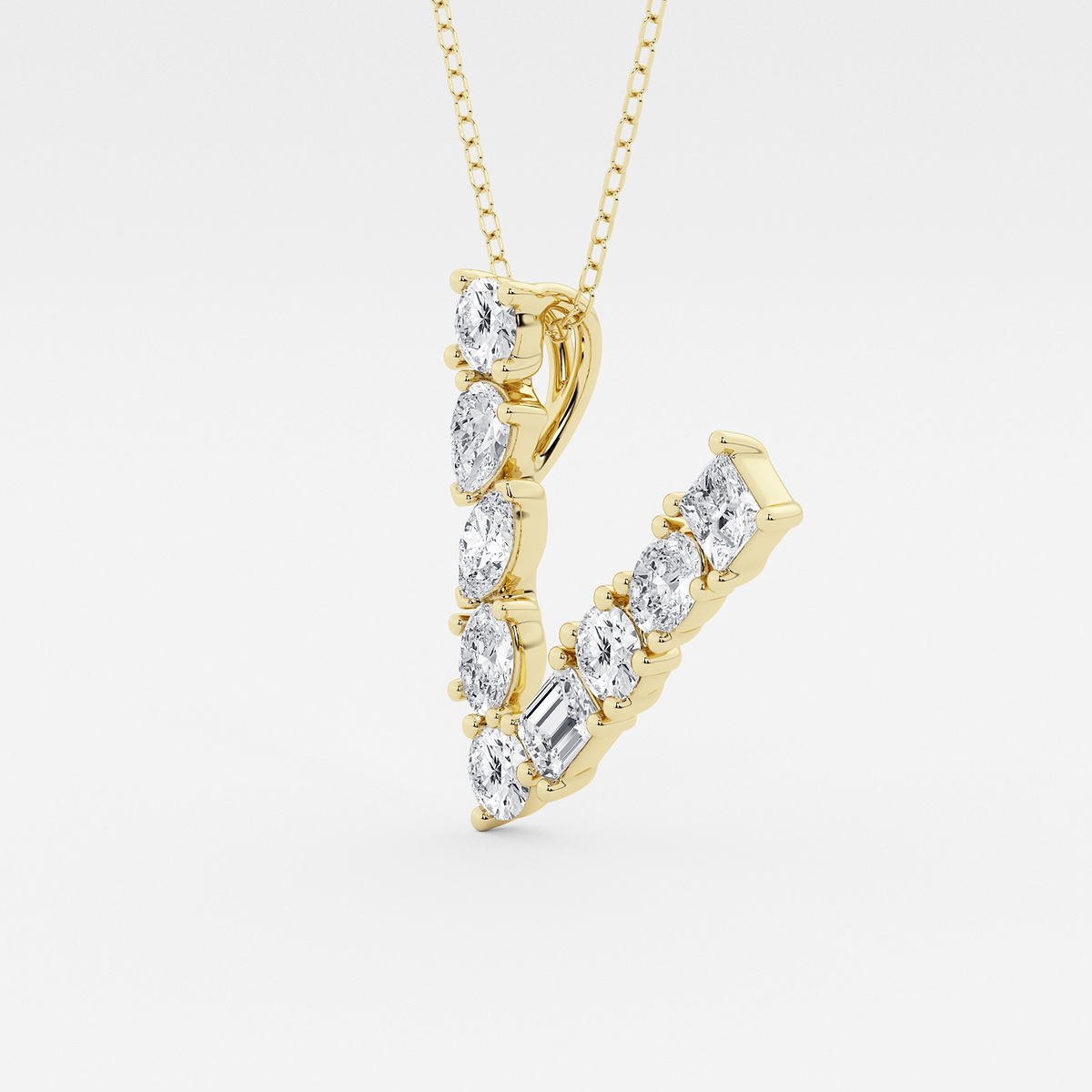 Additional Image 1 for  1 3/4 ctw Mosaic Multi-Shape Initial V Pendant