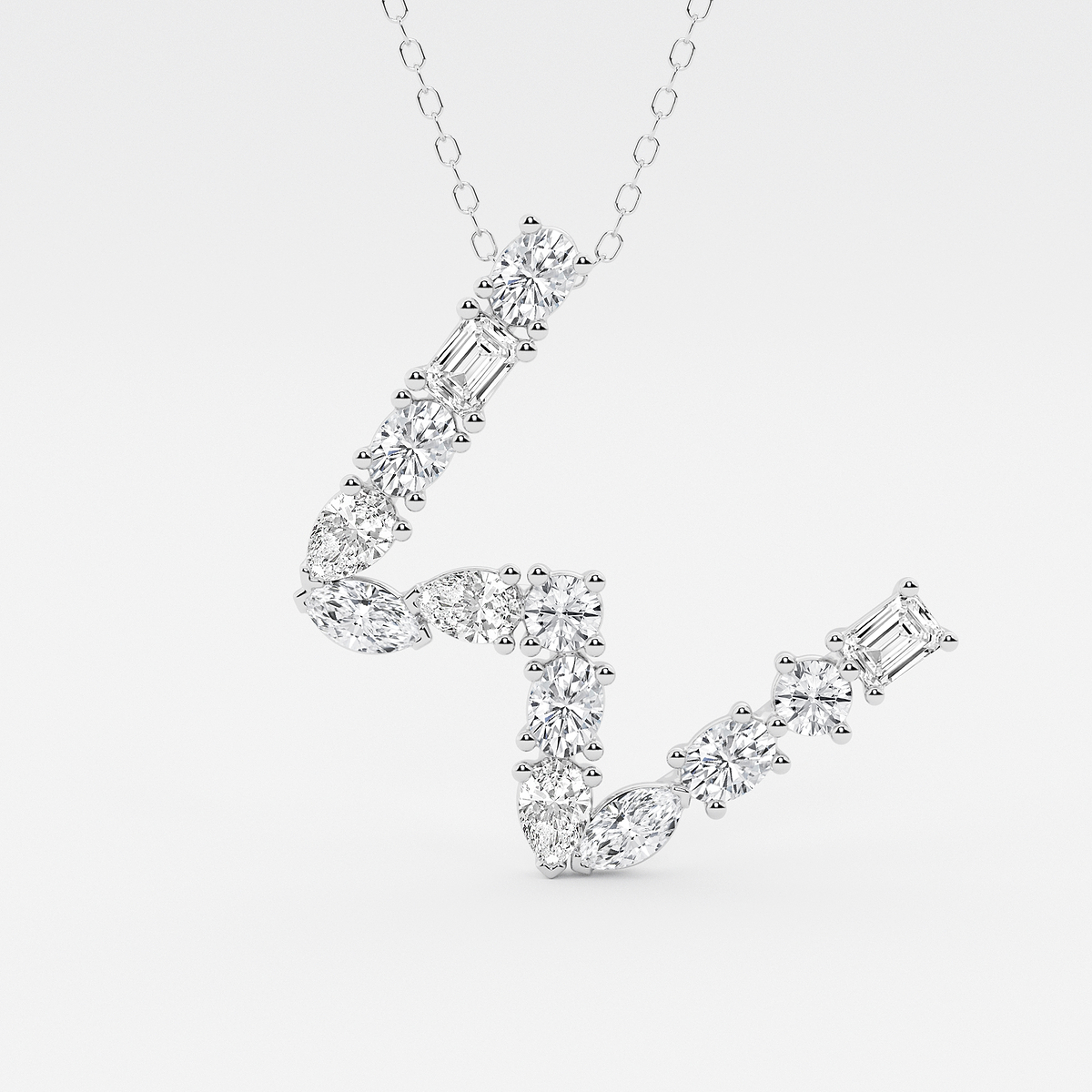 1 3/4 ctw Mosaic Multi-Shape Initial W Pendant