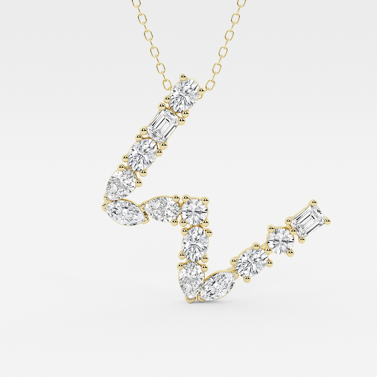 1 3/4 ctw Mosaic Multi-Shape Initial W Pendant