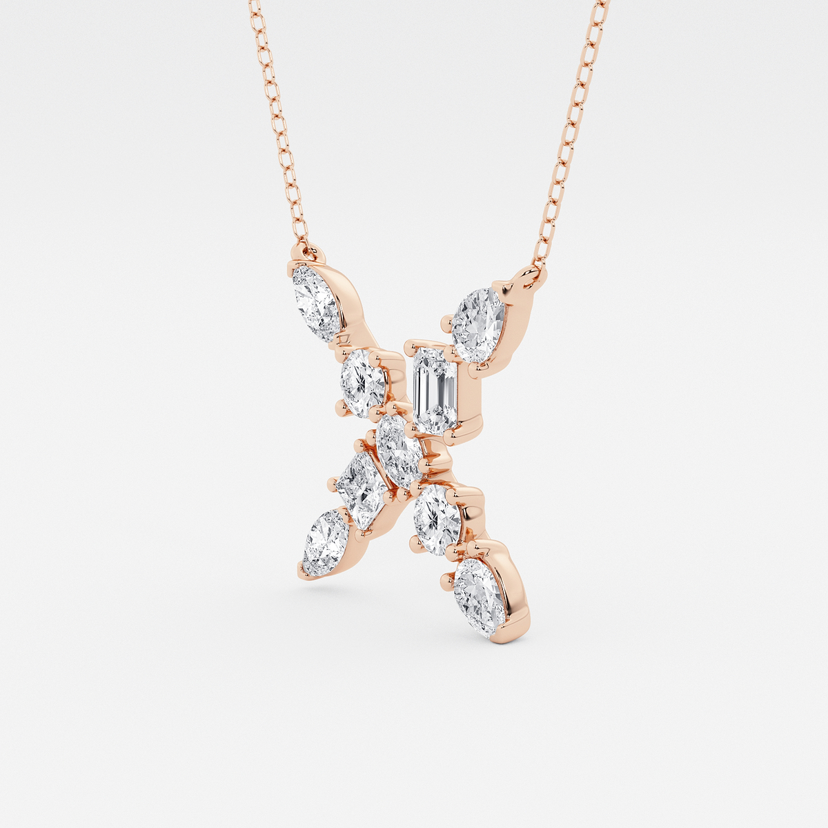 Additional Image 1 for  1 3/4 ctw Mosaic Multi-Shape Initial X Pendant