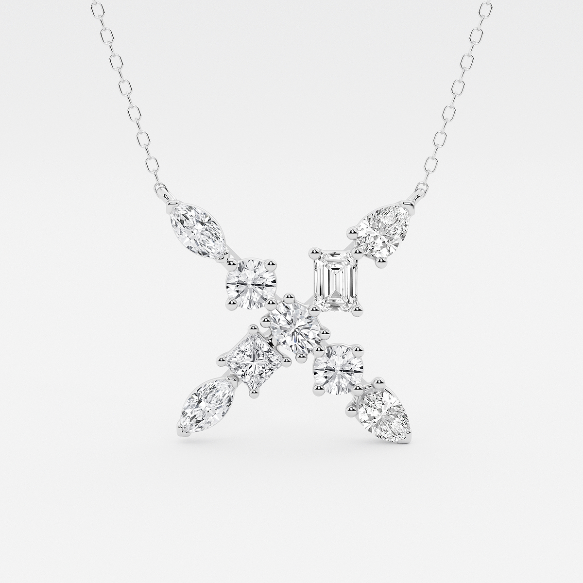 1 3/4 ctw Mosaic Multi-Shape Initial X Pendant