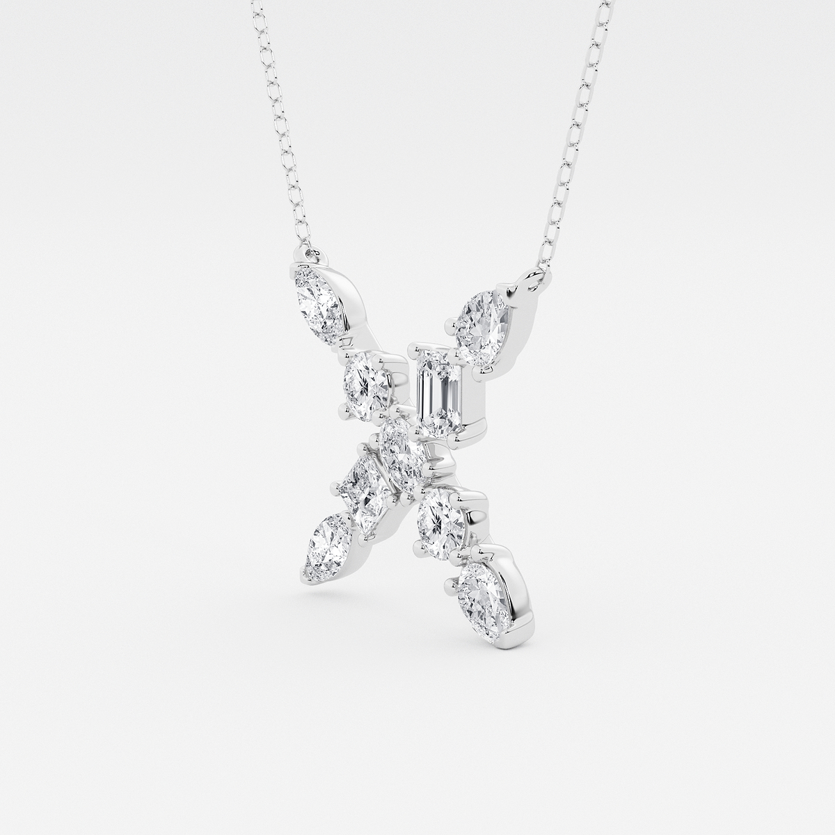 Additional Image 1 for  1 3/4 ctw Mosaic Multi-Shape Initial X Pendant